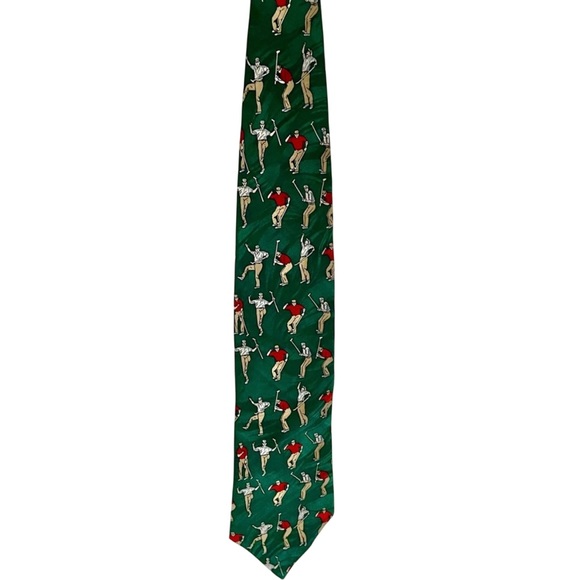 Museum Artifacts 100% Silk Men’s HandMade Golf Tie Sportswear VTG Retro Tie - Picture 2 of 6